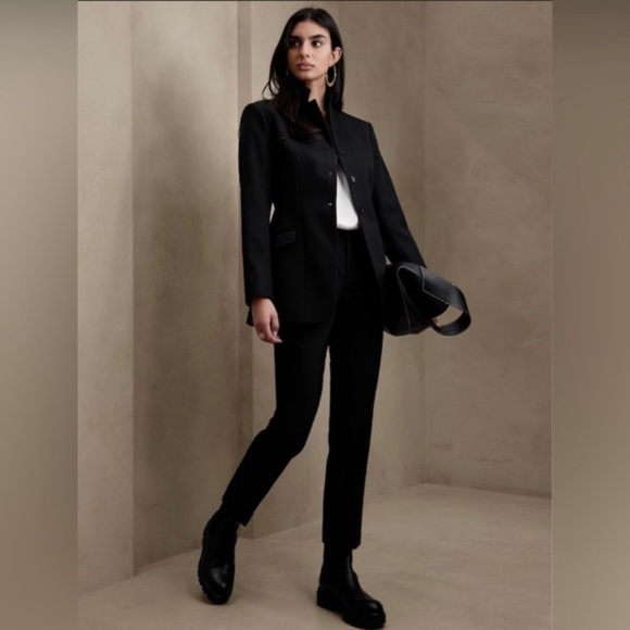 NWT! Banana Republic Black Avery Wool-Blend Straight-Fit Ankle Pants Multiple 💛🩵 - Picture 1 of 5